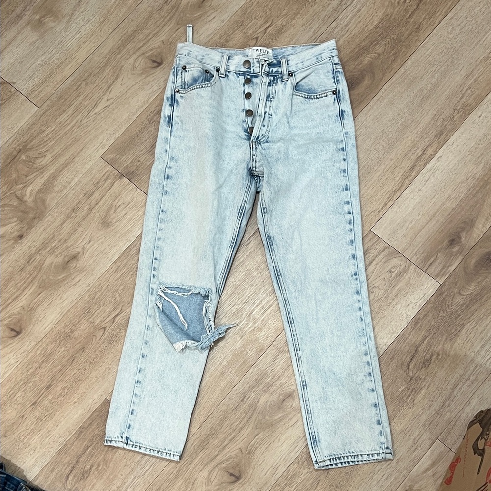 Light Blue Distressed Boyfriend Jeans